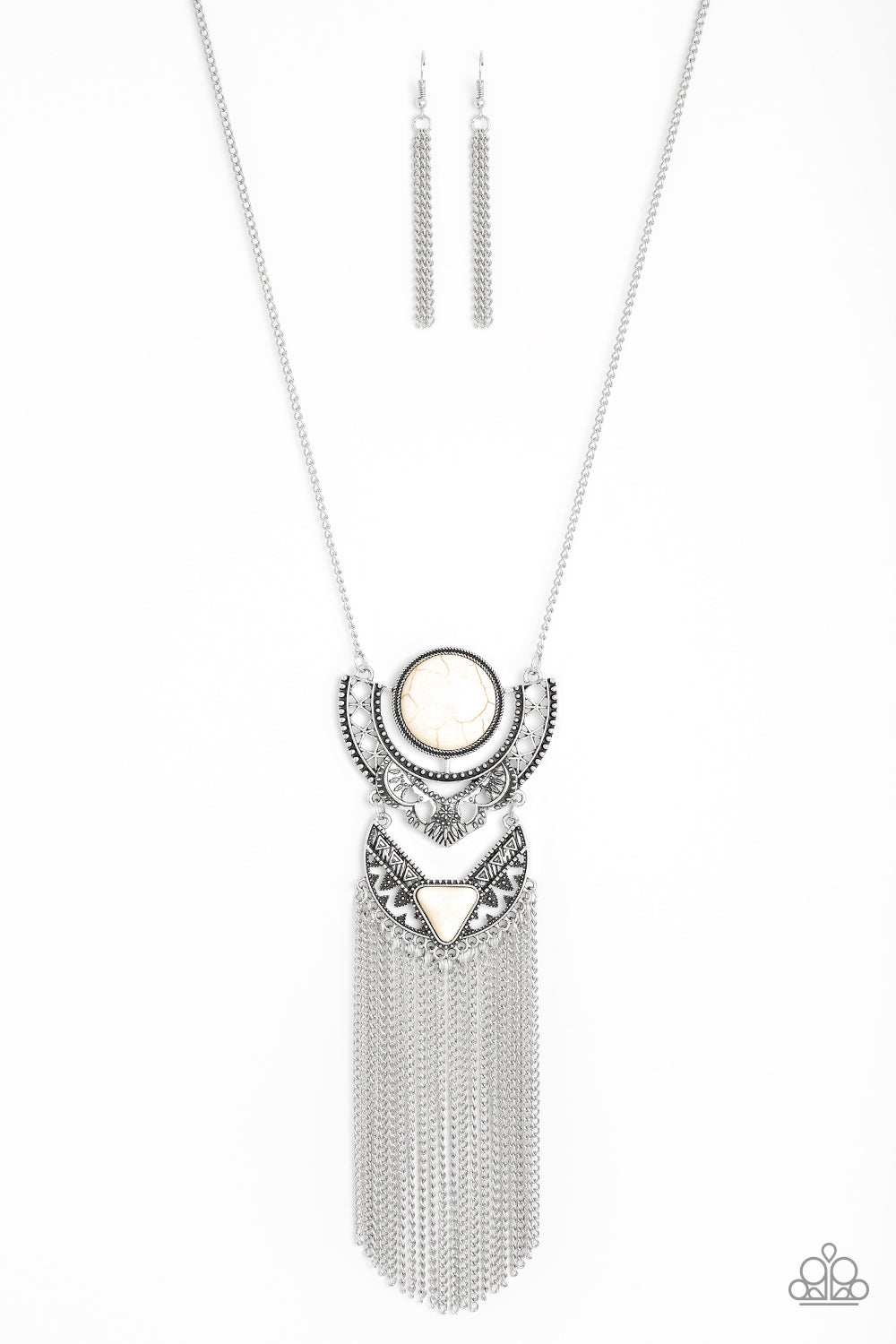 SPIRIT TREK - WHITE CRACKLE STONE TRIBAL NECKLACE