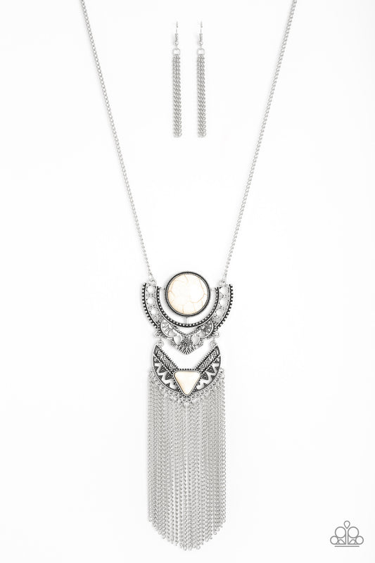 SPIRIT TREK - WHITE CRACKLE STONE TRIBAL NECKLACE