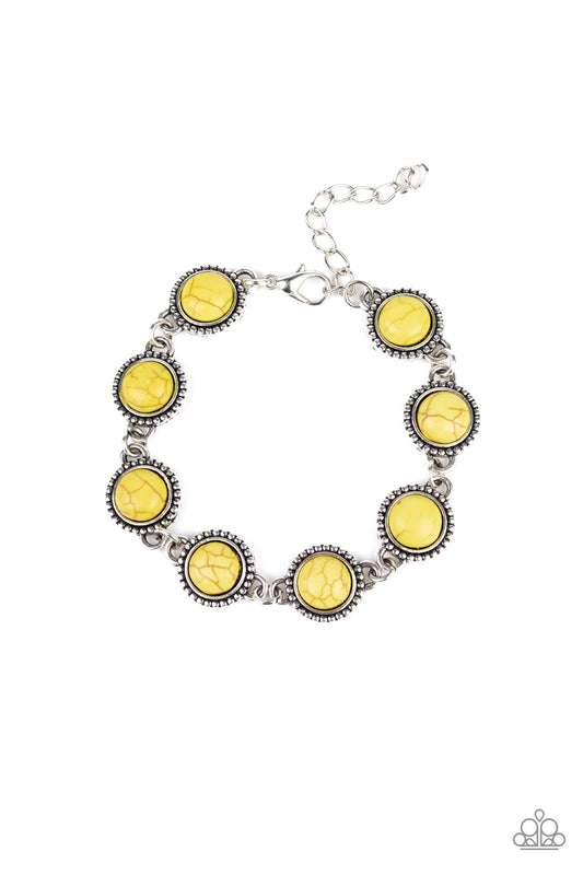 CARVED IN SANDSTONE - YELLOW CRACKLE STONE BRACELET