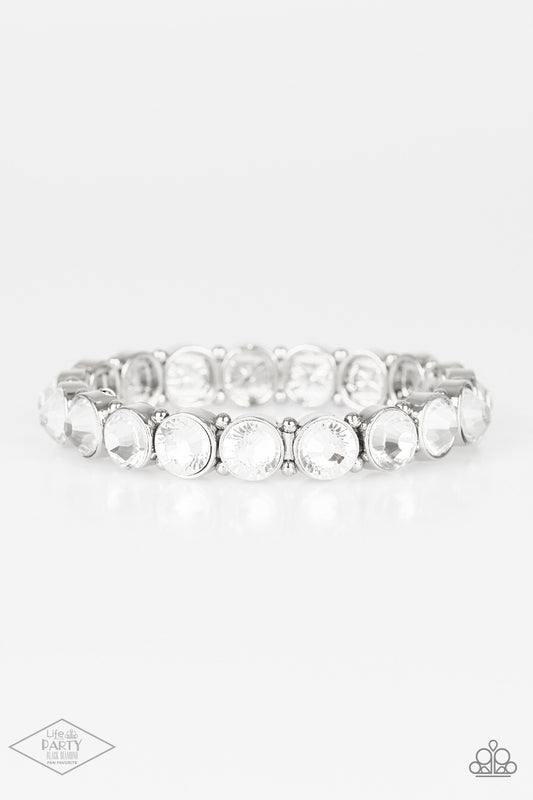 SUGAR-COATED SPARKLE - WHITE RHINESTONE STRETCH BRACELET