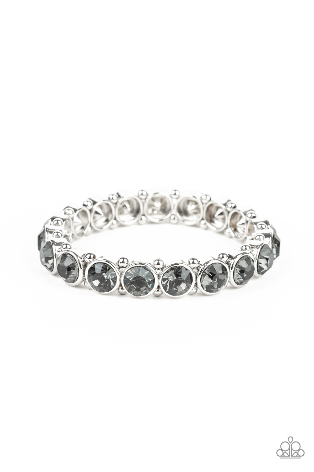 SUGAR-COATED SPARKLE - SILVER SMOKY RHINESTONES STRETCH TENNIS BRACELET