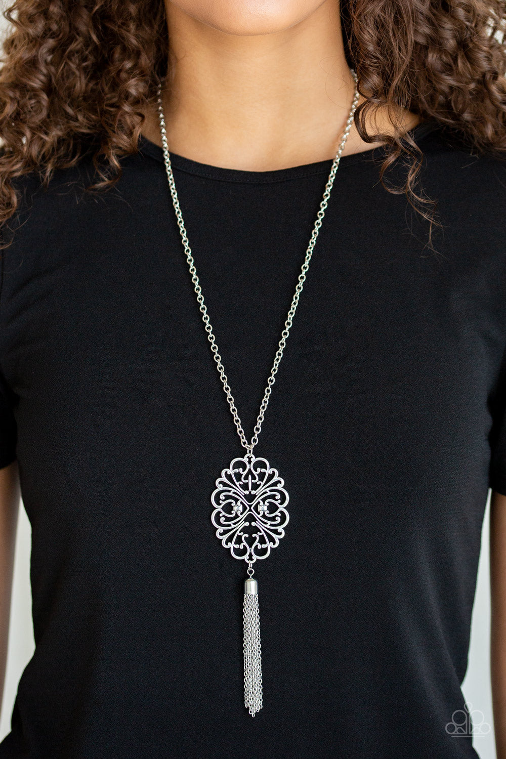 A MANDALA OF THE PEOPLE - SILVER TASSEL NECKLACE