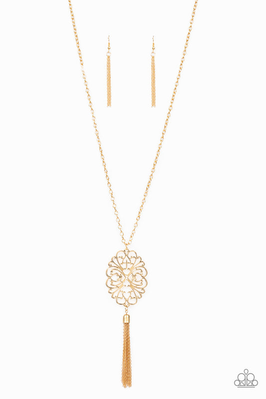 A MANDALA OF THE PEOPLE - GOLD TASSEL NECKLACE