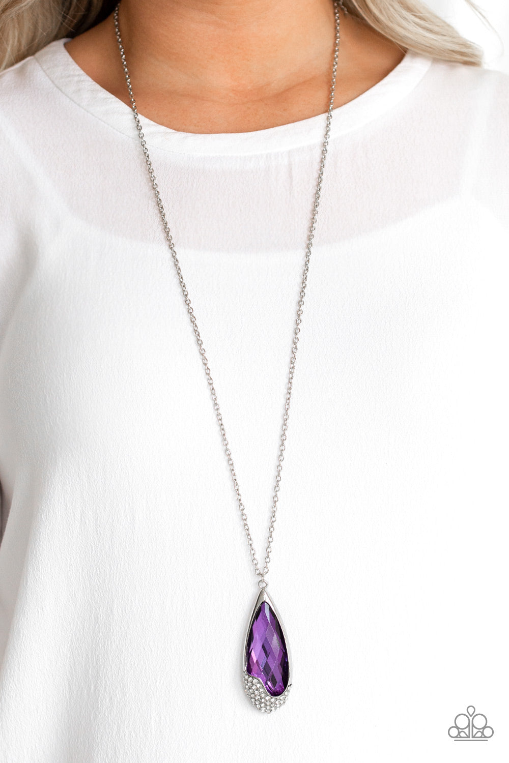 SPELLBOUND - PURPLE TEARDROP RHINESTONE NECKLACE