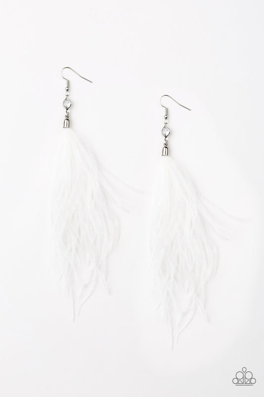 THE SHOWGIRL NEXT DOOR - WHITE FEATHER EARRINGS