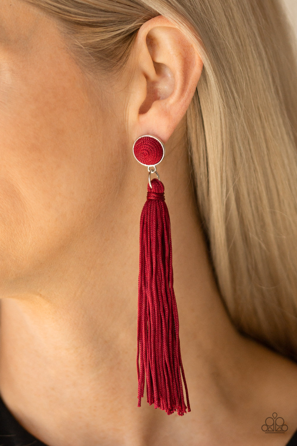 Red on sale tassel earrings