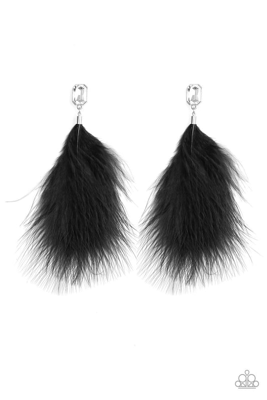 THE SHOWGIRL MUST GO ON! - BLACK FEATHER EARRINGS