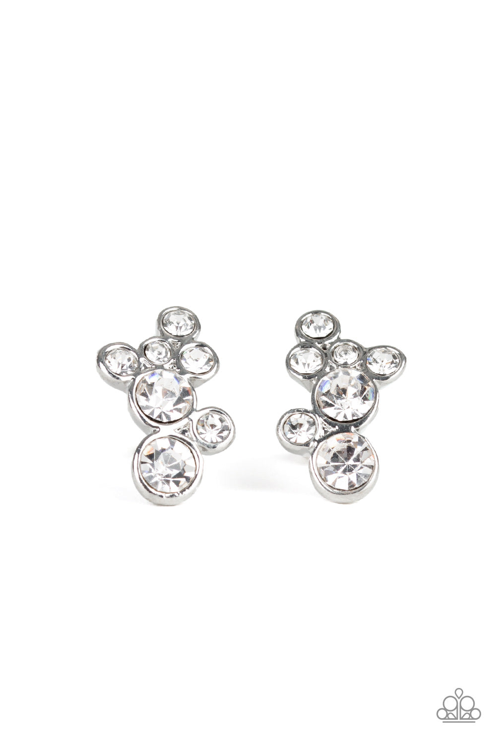 TREASURE TREAT - WHITE RHINESTONES CLUSTER POST EARRINGS