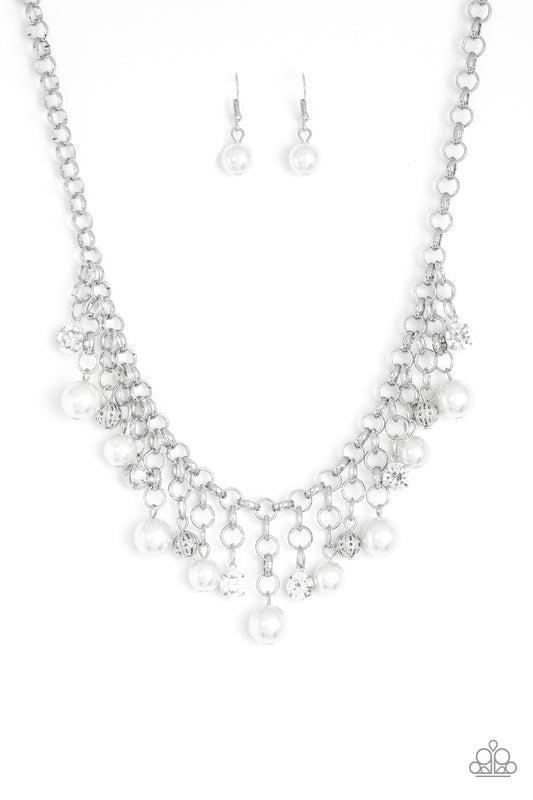 HEIR-HEADED - WHITE PEARLS RHINESTONES BRIDAL NECKLACE