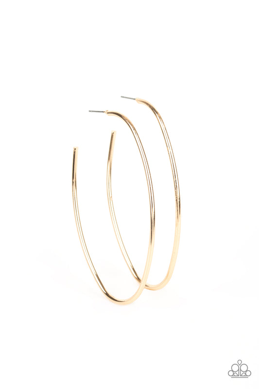 WHOOP DE HOOP - GOLD LARGE SKINNY HOOPS EARRINGS