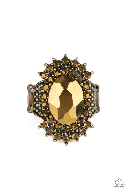 HIM AND HEIR - BRASS OVAL RHINESTONES RING
