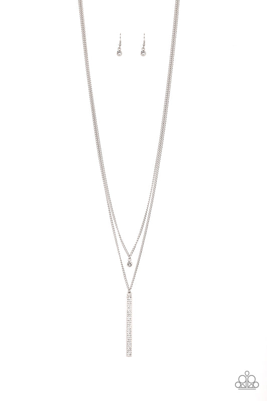 STRATOSPHERIC - WHITE DIAMOND RHINESTONES TAB NECKLACE