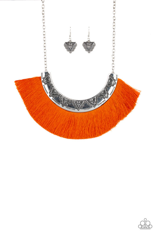 MIGHT AND MANE - ORANGE FRINGE CRESCENT NECKLACE