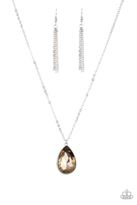 SO OBVIOUS - BROWN TOPAZ TEARDROP SOLITAIRE NECKLACE