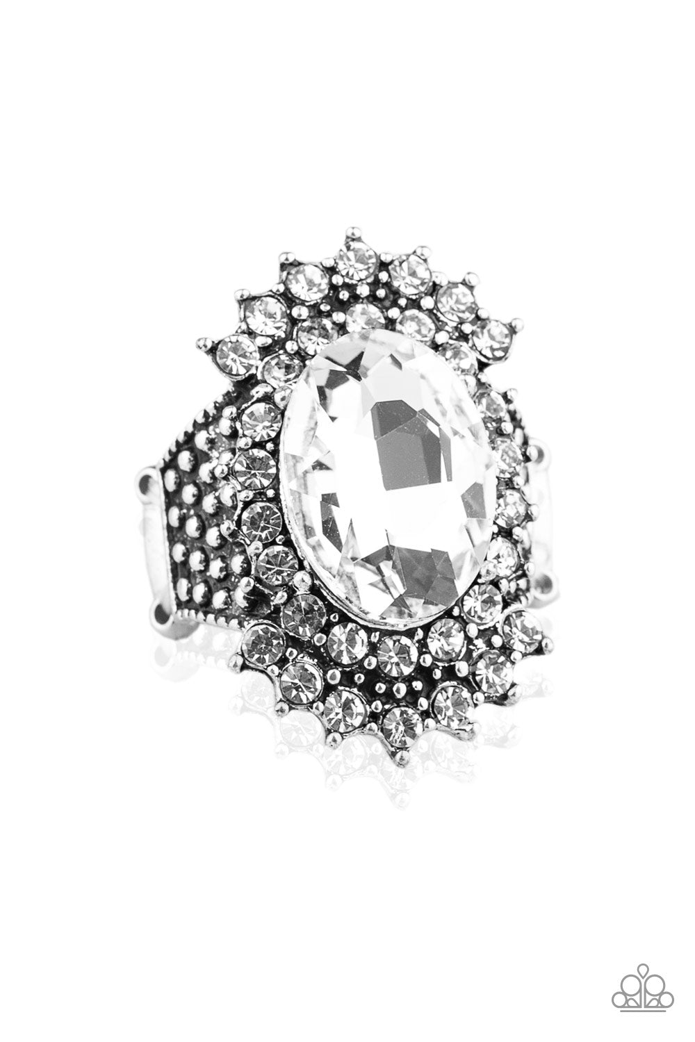 HIM AND HEIR - WHITE OVAL RHINESTONE RING