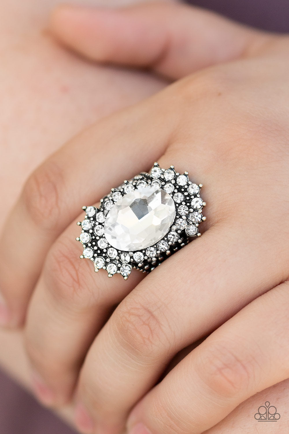 HIM AND HEIR - WHITE OVAL RHINESTONE RING