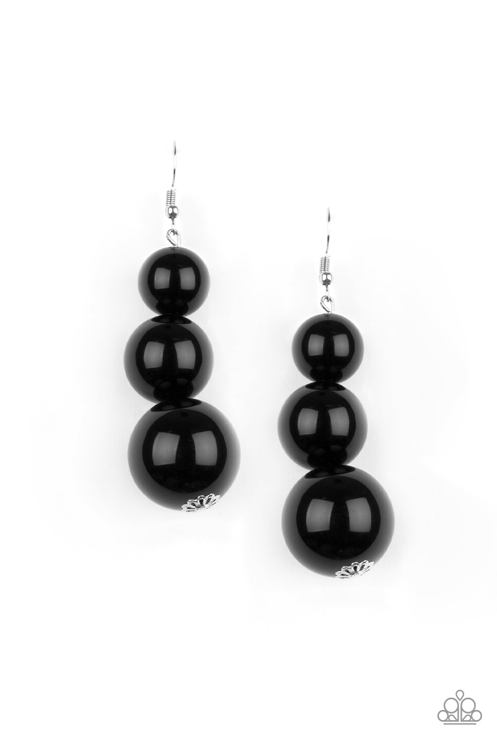 MATERIAL WORLD - BLACK GRADUATED BEADS EARRINGS