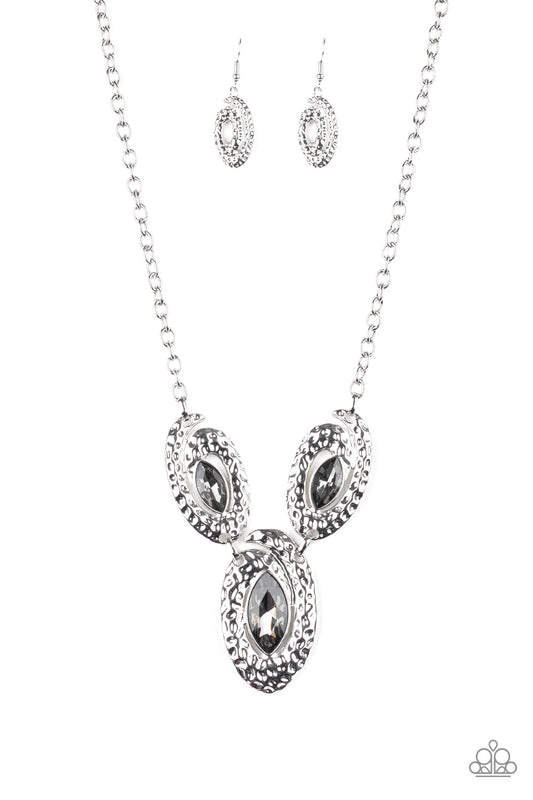 METRO MYSTIQUE - SILVER SMOKY MARQUISE NECKLACE