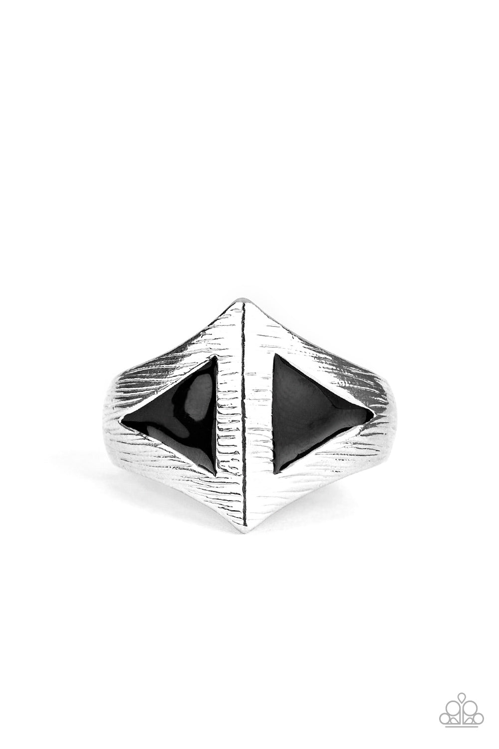 CRUSADER - BLACK AND SILVER TRIANGLES MENS RING MEN'S