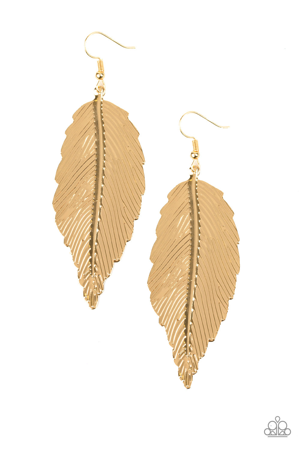 LOOKIN FOR A FLIGHT - GOLD FEATHER TEXTURE EARRINGS