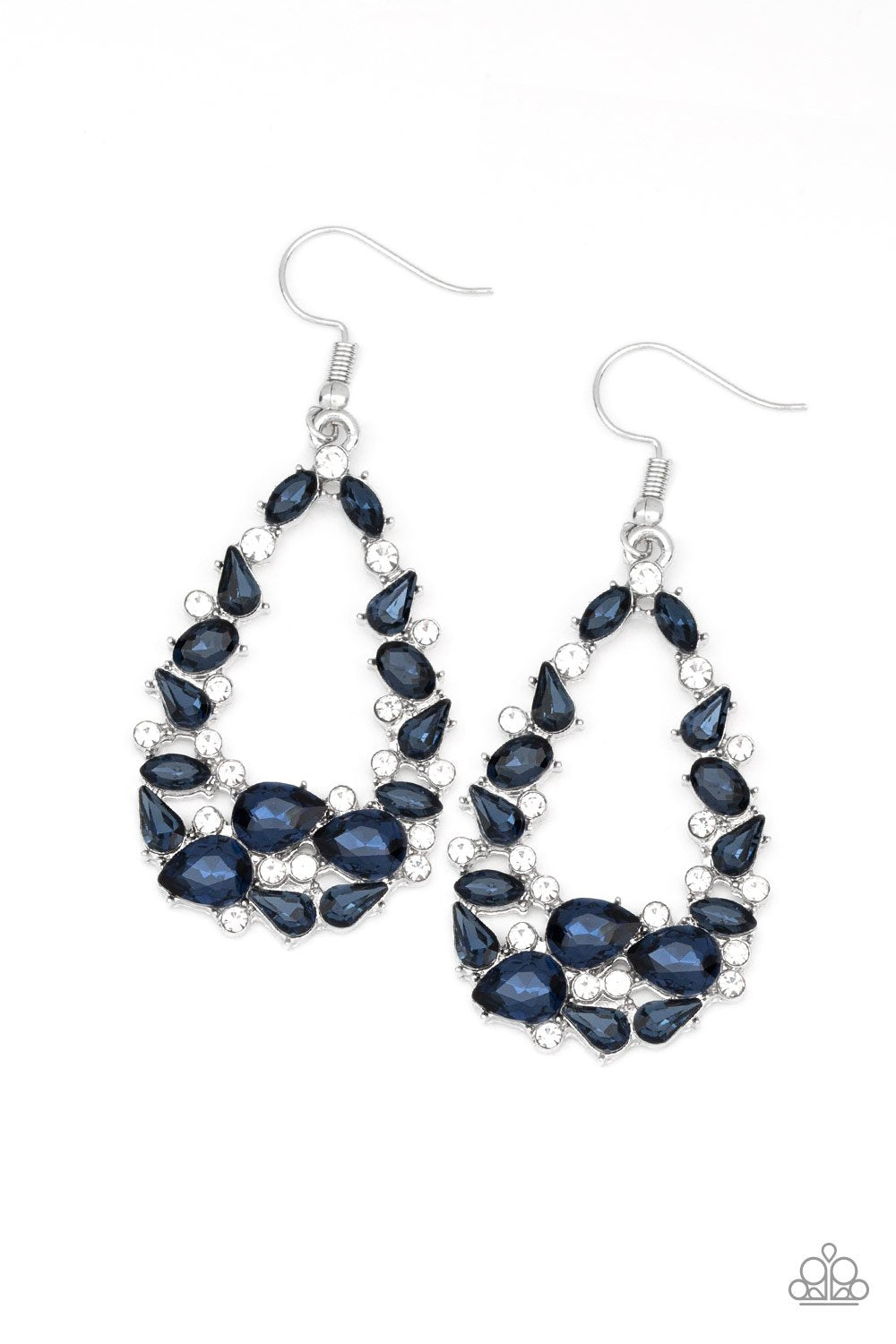 TO BEDAZZLE OR NOT TO BEDAZZLE - BLUE SAPPHIRE RHINESTONES TEARDROP EARRINGS