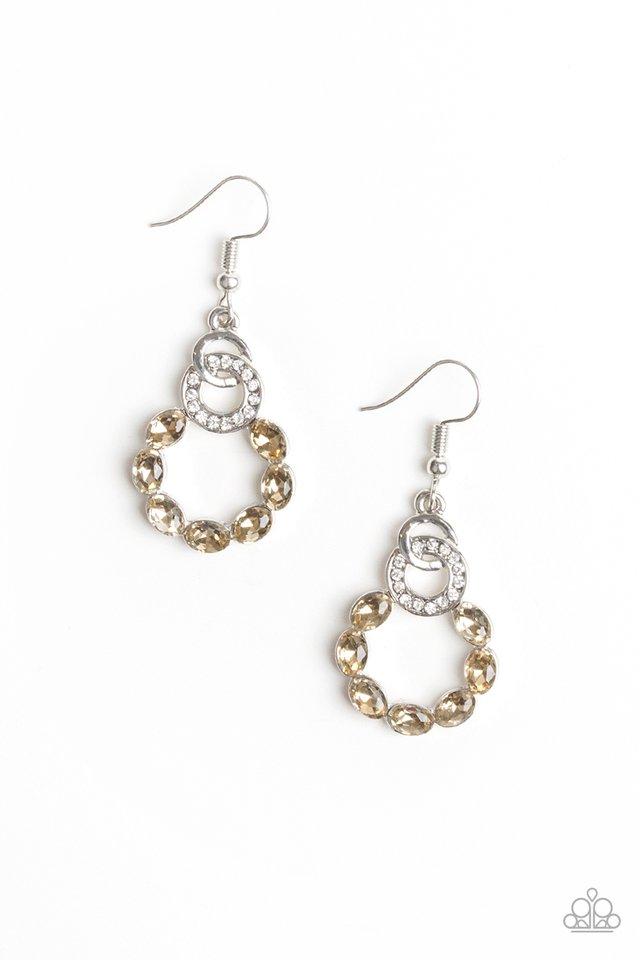 DIAMOND DELUXE - BROWN SMOKY TOPAZ CIRCLE DAINTY HOOP CIRCLE EARRINGS