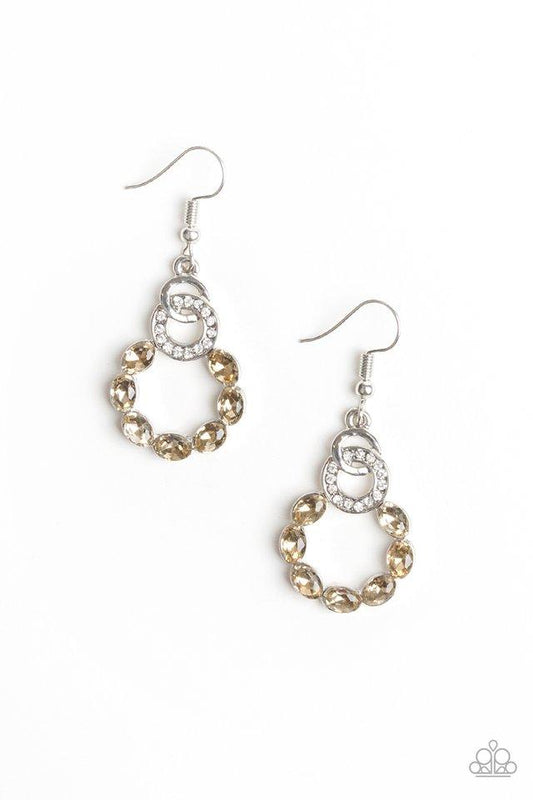 DIAMOND DELUXE - BROWN SMOKY TOPAZ CIRCLE DAINTY HOOP CIRCLE EARRINGS