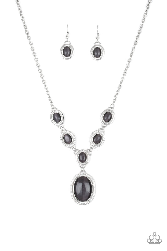 METRO MEDALLION - BLACK MOONSTONE NECKLACE