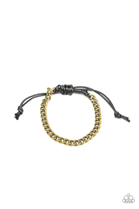 GOAL! - BRASS LINKS BLACK CORD DRAS STRING MENS BRACELET