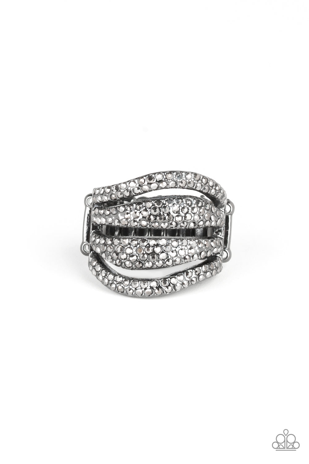 ROLL OUT THE DIAMONDS - BLACK HEMATITE RHINESTONES BANDS RING