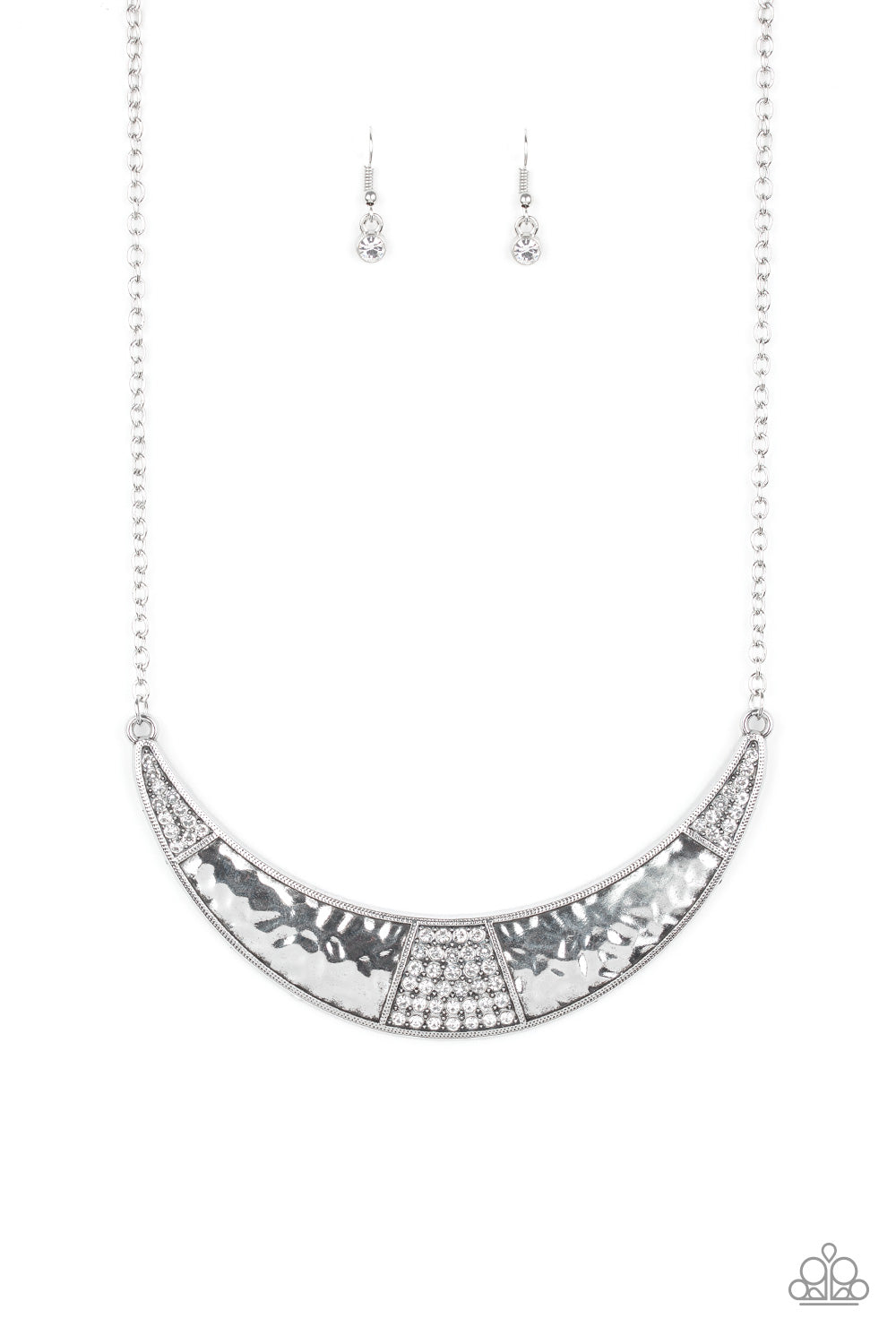 STARDUST - WHITE DIAMOND RHINESTONES CRESCENT NECKLACE