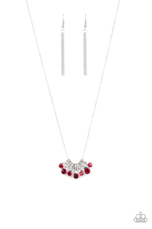 SLIDE INTO SHIMMER - RED RUBY RHINESTONES SLIDING NECKLACE