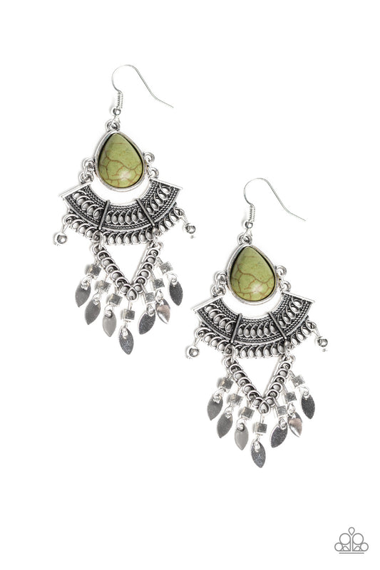 VINTAGE VAGABOND - GREEN SANDSTONE BOHO CHANDELIER EARRINGS
