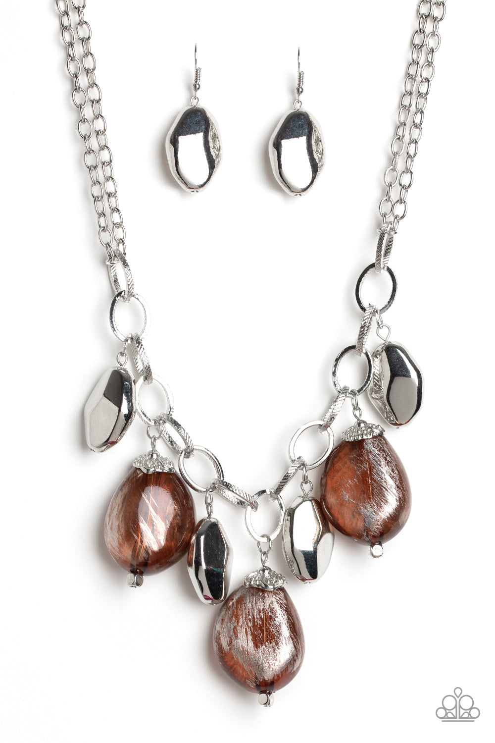 LOOKING GLASS GLAMOROUS - BROWN GLASSY BEADS NECKLACE