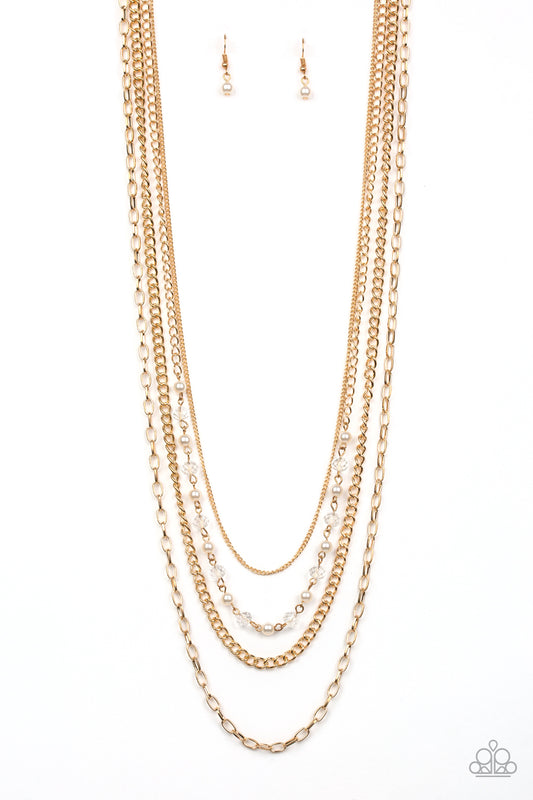 SOHO SOPHISTICATION - GOLD AND WHITE PEARL NECKLACE