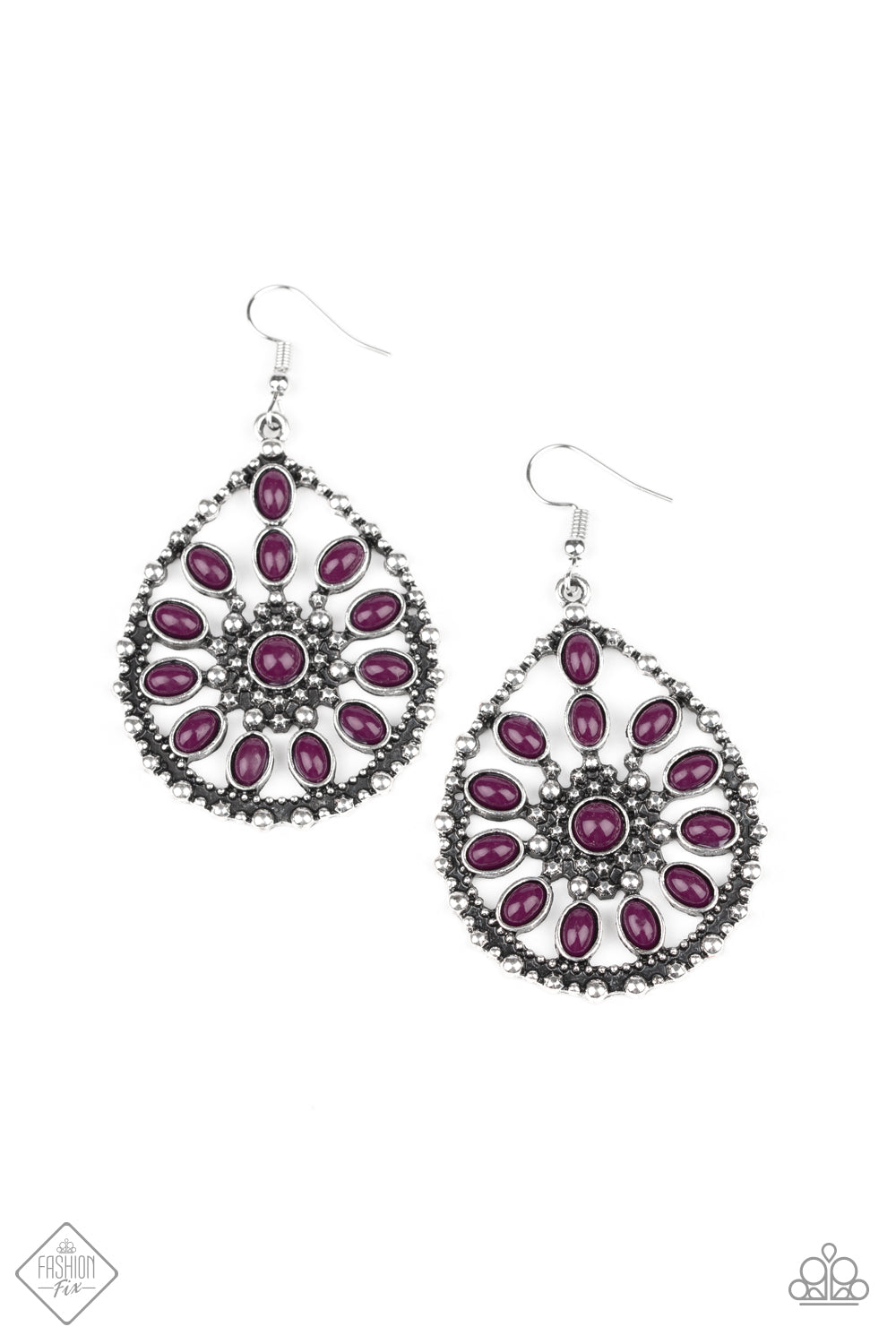 FREE TO ROAM - PURPLE BEADS TEARDROP FASHION FIX EARRINGS