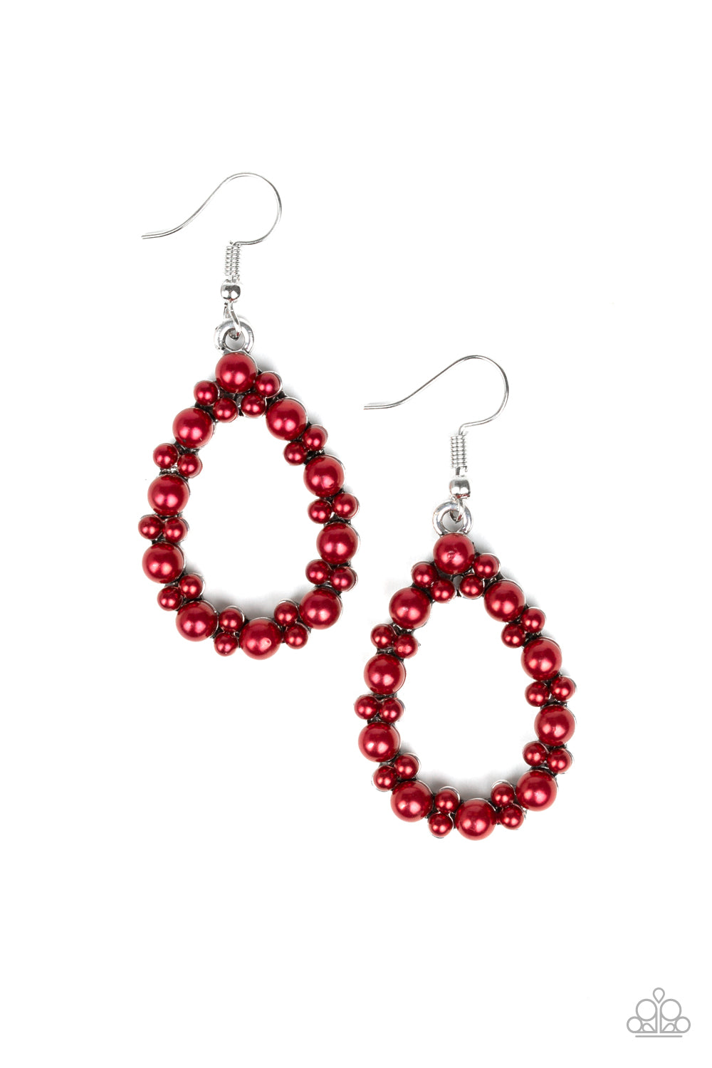 PEARL SPECTACULAR - RED CRANBERRY PEARLS TEARDROP EARRINGS