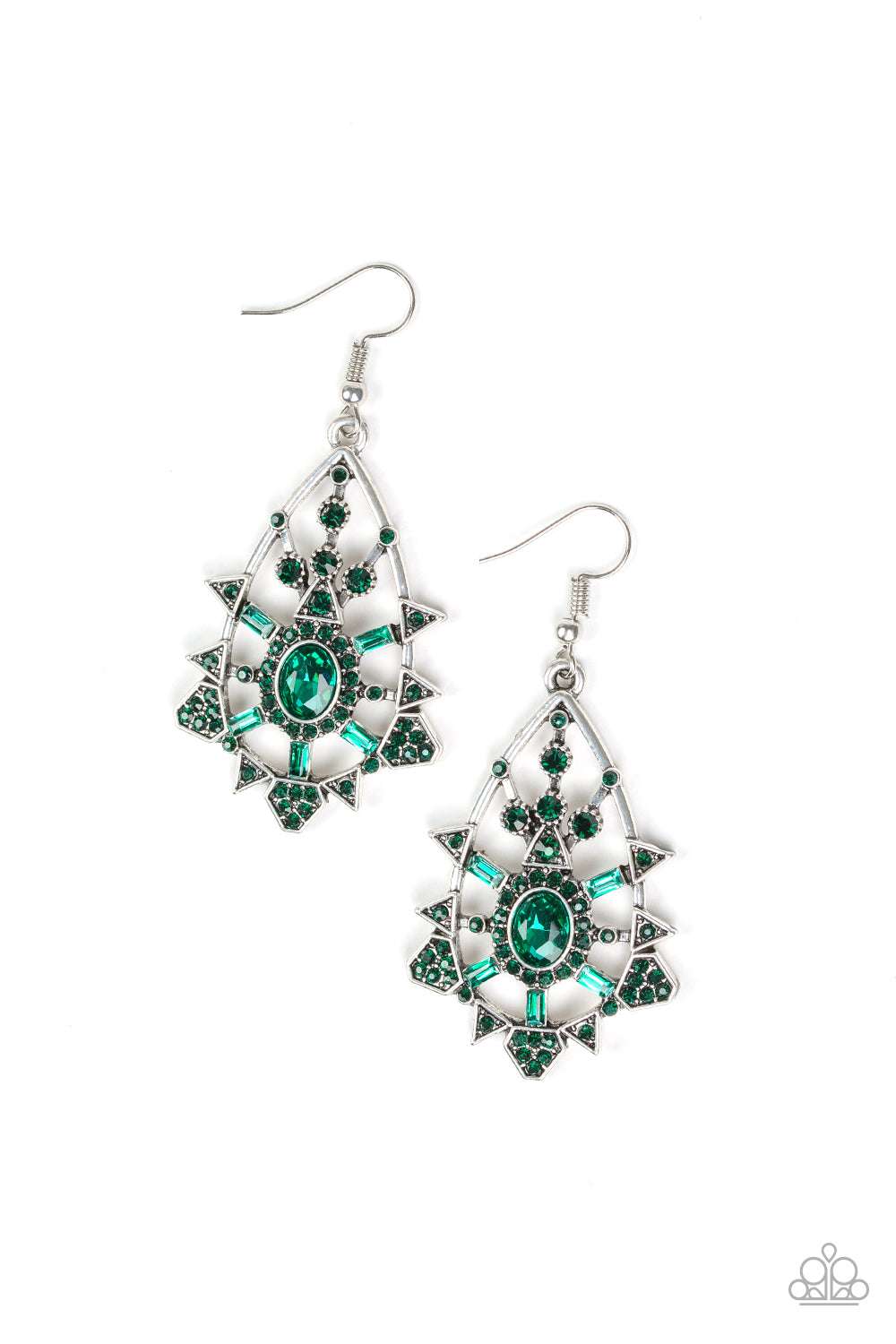 GATSBY GLIMMER - GREEN EMERALD RHINESTONES EARRINGS