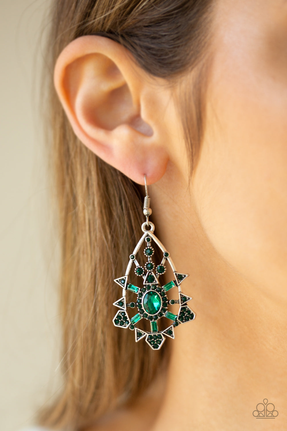 GATSBY GLIMMER - GREEN EMERALD RHINESTONES EARRINGS