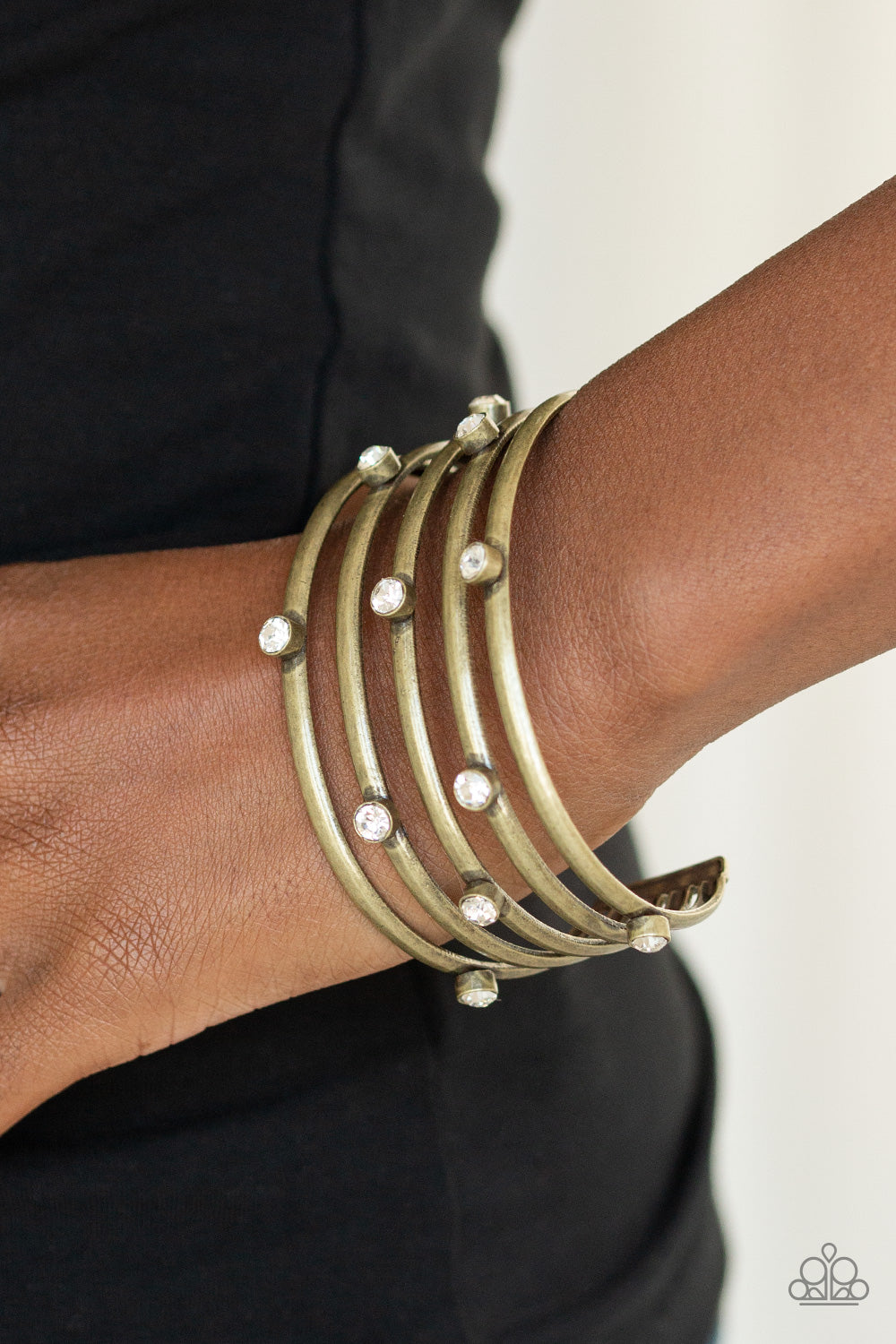 SUGARLICIOUS SPARKLE - BRASS AND RHINESTONE CUFF BRACELET