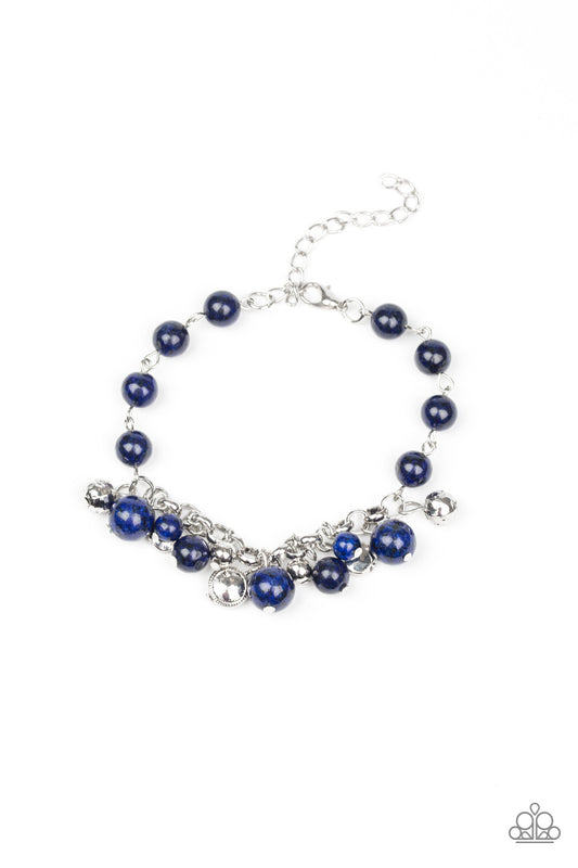 GLOSSY GLOW - BLUE NATURAL STONE BEADS CHARM BRACELET
