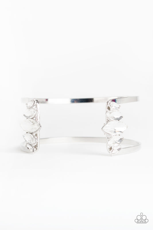 GLAM POWER - WHITE RHINESTONES CUFF BRACELET