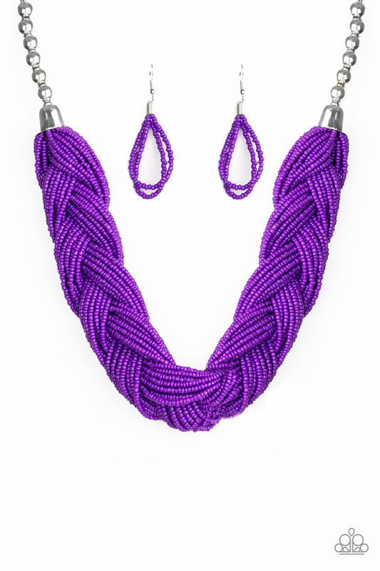 THE GREAT OUTBACK - PURPLE BRAIDED SEEDBEAD NECKLACE