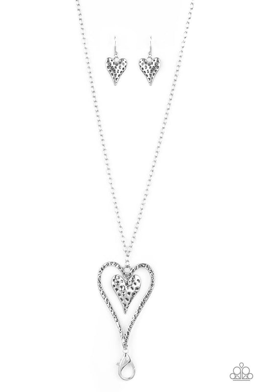 HARDENED HEARTS - SILVER HAMMERED HEART LANYARD NECKLACE