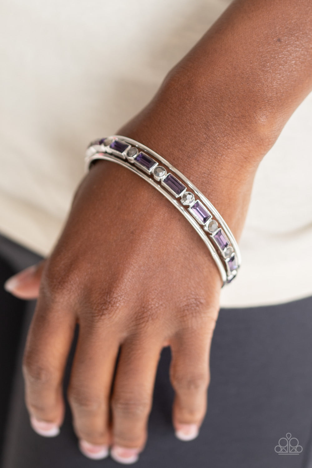 HEIR TOSS - PURPLE AMETHYST RHINESTONES BANGLES SET
