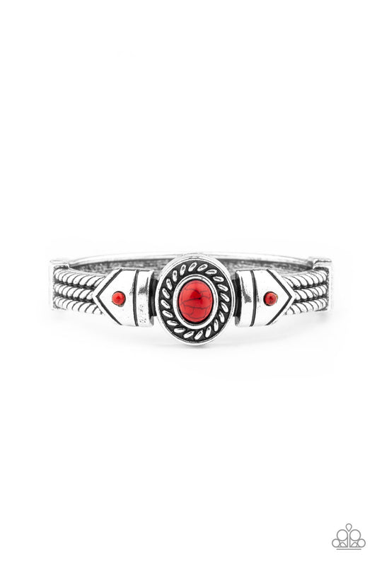 TRIBAL SOUL - RED CRACKLE STONE HINGE BRACELET