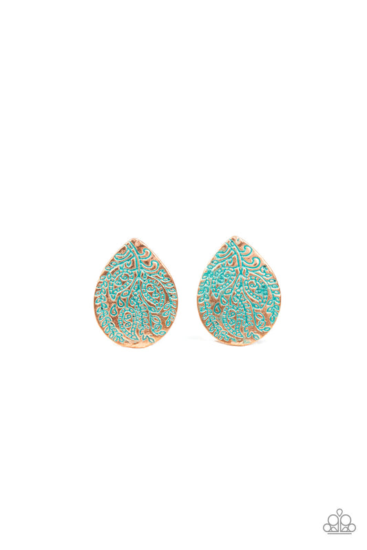 SEASONAL BLISS - COPPER PATINA POST TEARDROP EARRINGS