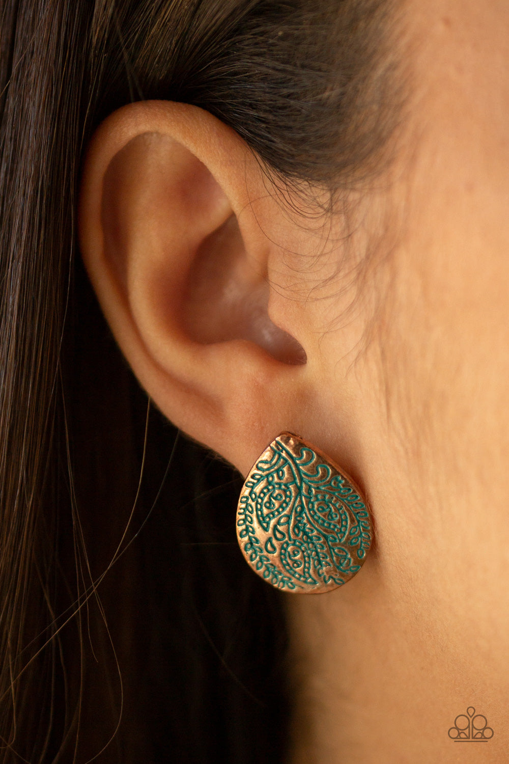 SEASONAL BLISS - COPPER PATINA POST TEARDROP EARRINGS