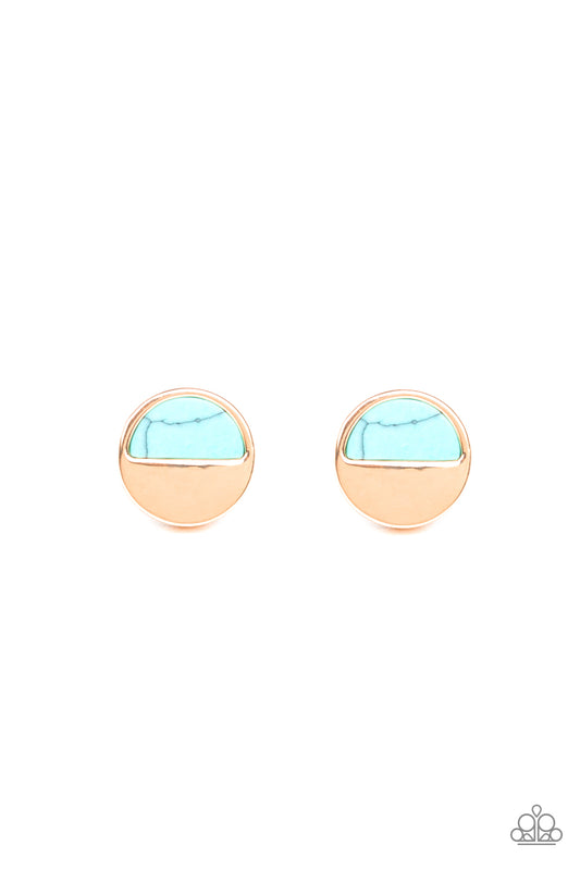 MARBLE MINIMALIST - BLUE TURQUOISE GOLD POST DAINTY EARRINGS