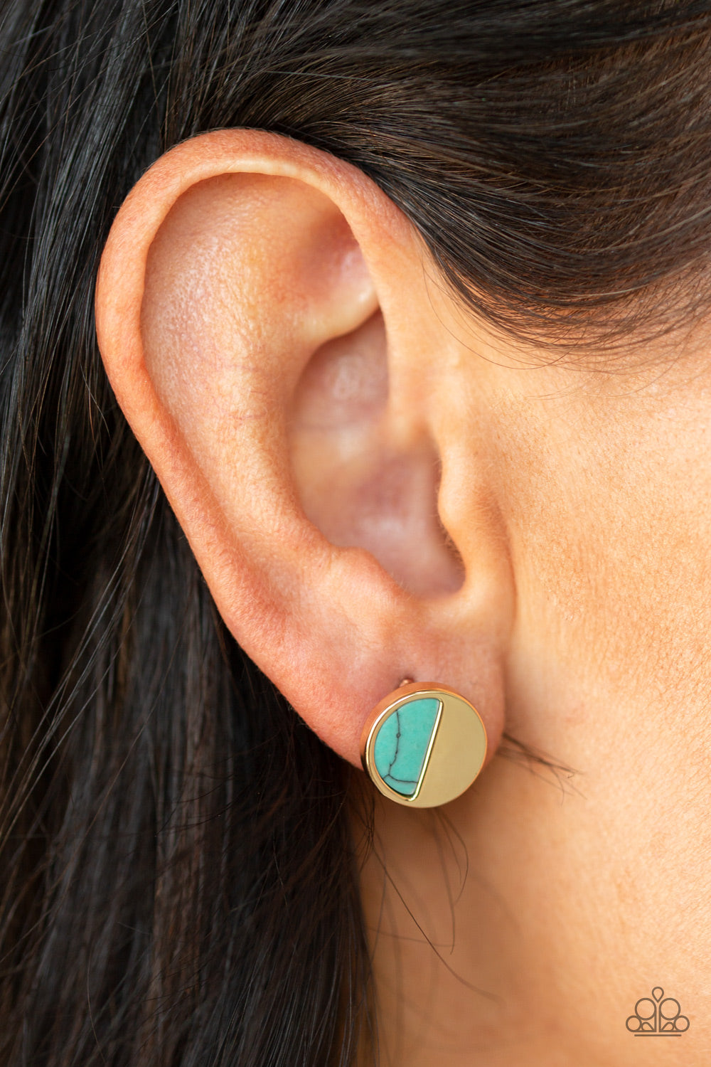 MARBLE MINIMALIST - BLUE TURQUOISE GOLD POST DAINTY EARRINGS